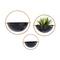 Set of 3 Black Iron Contemporary Planters, 15" x 14" x 5"